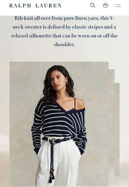 Polo Ralph Lauren Striped V-Neck Linen Sweater